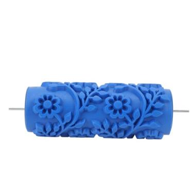Imagem de Rolo de pintura padrão de borracha lavável e reutilizável 5 espaços, escova de rolo de textura artística para decoração de parede de casa e projetos de móveis DIY