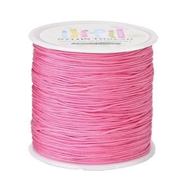 Imagem de Fio de nylon trançado de 0,8 mm, 98 metros, cordão de macramê chinês com carretel de plástico (rosa-choque)