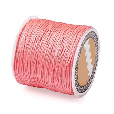 Imagem de Cordão de nylon 100 m de 0,8 mm, leve, salmão, nó chinês, macramê, para fabricação de joias, materiais de embrulho Kumihimo, artesanato DIY