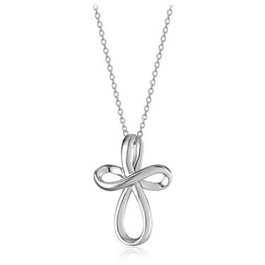 Imagem de Colar com pingente infinito vazado para mulheres, banhado a prata, eternidade, minimalista, ajustável, moderno, joia delicada, presente