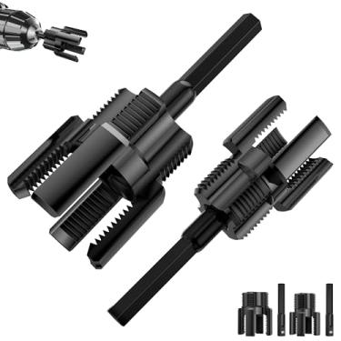 Imagem de Ferramenta de rosqueamento de tubos de 2 peças, ferramenta de rosqueamento de tubos interna e externa integrada, rosqueador de tubo de PVC de 1/2 3/4, compatível com broca elétrica, ferramenta de