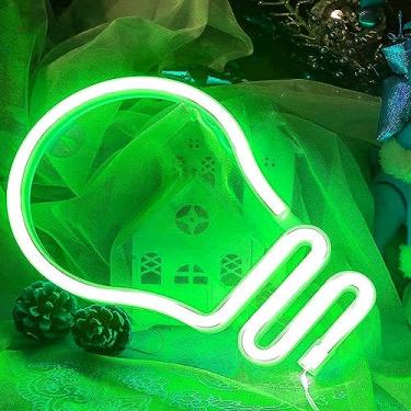 Imagem de YUANHUYUOU Lâmpada de neon, luz decorativa neon LED, luz decorativa em forma de sinal, carregamento USB e decoração interna de bateria (verde)