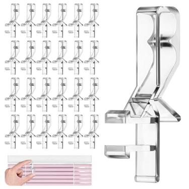 Imagem de Xindojuz 24 peças de clipes de sanefa para persianas, clipes de sanefa ocultos de canal de 4,5 cm, clipe de plástico transparente para as sanefas com ranhura na parte de trás, clipe de substituição de