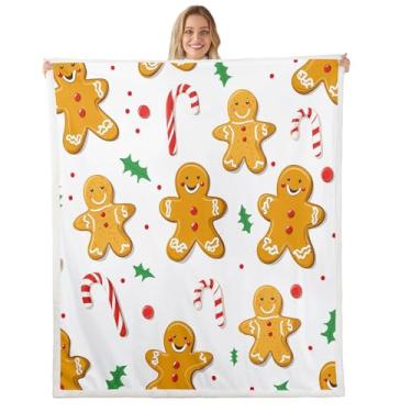 Imagem de jejeloiu Manta de lã masculina de gengibre, Queen 228,6 cm x 228,6 cm, cobertor de lã de ovelha de Natal fofo para cama, sofá, cadeira, sala de estar, microfibra