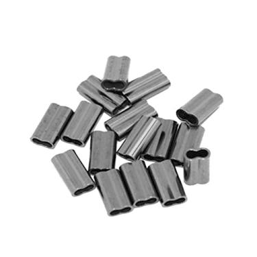 Imagem de Tubo de fio de pesca oval durável portátil, cobre duplo de aço inoxidável, 100 peças (1,0 x 10 mm)