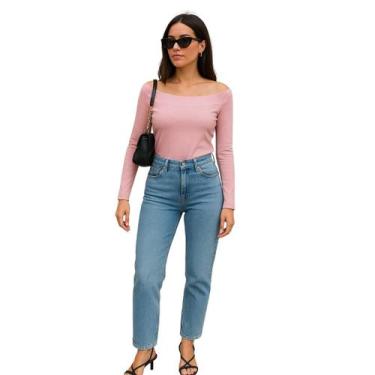 Imagem de Blusa Malha Rosa Claro Decote Canoa Manga Longa - Velvet, Rosa, M