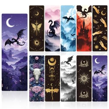 Imagem de Zaamwoyy Marcadores de livro Dragon Fantasy, 100 peças, conjunto de marcadores góticos místicos de leitura de papel, cartolina com laminação fosca, presentes legais para leitores e amantes de fantasia