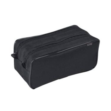 Imagem de Estojo Escolar Duplo Preto 2 Zíperes Grande Organizador Fofo Maquiagem Lápis Caneta Porta Treco Fofo