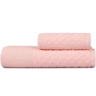 Imagem de Jogo De Toalhas Banho E Rosto Finesse 380g-m² 100% Algodão Atlântica Rosa Fada