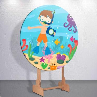 Imagem de Capas Festa Infantil Fundo Do Mar Painel Redondo Grande ou Mini Estamp