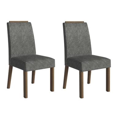 Imagem de Kit 2 Cadeiras De Jantar 4255 Com Espaldar Rustic-silver Madesa