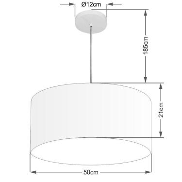Imagem de Lustre Pendente Cilíndrico Free Lux Para Mesa De Jantar, Sala, Quarto, Churrasqueira E Balcão. Branca Tam: 50x21cm