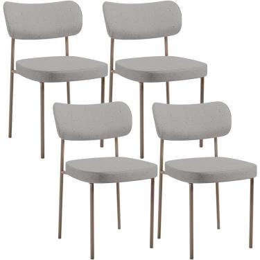 Imagem de Kit 04 Cadeiras Decorativa Estofada Para Sala De Jantar Melina Base Arena L02 Linho Cinza - Lyam Decor
