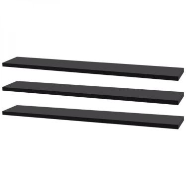 Imagem de Kit 3 Prateleiras 50 X 10cm Preta Suporte Invisível