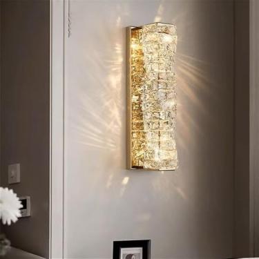 Imagem de Luminária de parede moderna e luxuosa em cristal com LED, estilo arte, para sala de estar, quarto, cabeceira, casa de campo, hotel, escritório, escada e corredor (Estilo 5 B D12H60CM)