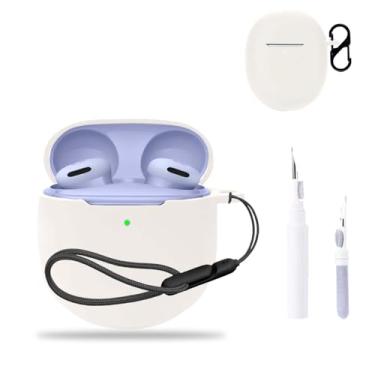Imagem de NOUKAJU Capa para Google Pixel Buds 2a, capa protetora para fone de ouvido (com mosquetão + cordão + caneta de limpeza) à prova de quedas, arranhões, à prova de choque, capa para Google Pixel Buds 2a