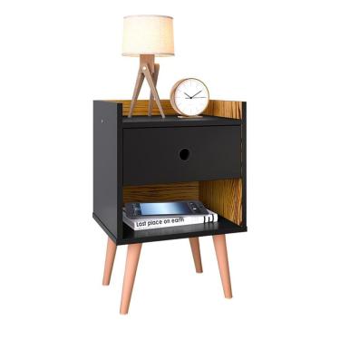 Imagem de Mesa Cabeceira Decore Mesinha 1 Gaveta Nicho Pés Palito Retrô Decoração Quarto - RPM Móveis