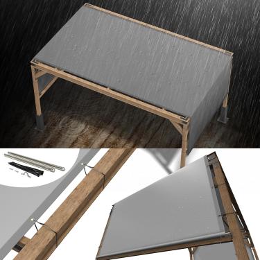 Imagem de ShadeMart Capa de substituição para toldo de sol cinza pérgola impermeável de 3,5 m x 50 cm, tecido comercial de 260 g/m2 para pátio externo, inclui hastes pesadas de aço inoxidável (fazemos tamanho