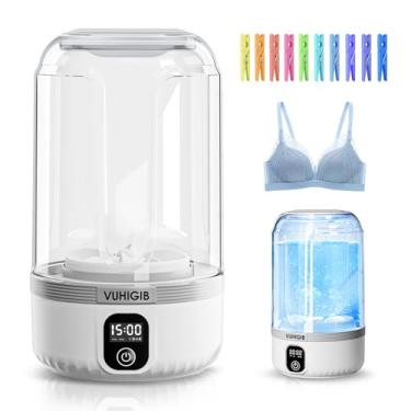 Imagem de Máquina de lavar portátil, máquina de lavar sem fio recarregável de 7000 mAh com 10 pregadores de roupa, roupas íntimas, meias delicadas de 1,5 L, mini lavadora para viagem, acampamento, dormitório