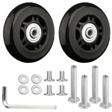 Imagem de Qigfucm 60 x 18mm Small Luggage Wheels Replacement, 2pcs Universal Smooth Swivel Caster Wheels, Silent Black Rubber Suitcase Trolley Wheels Repair Kit