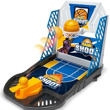 Imagem de Game Shoot Mini Quadra de Basquete de Dedo, Plástico, Jogo de Arremesso com Bola, Uso Interno, para Crianças 5-12 Anos, Azul e Laranja