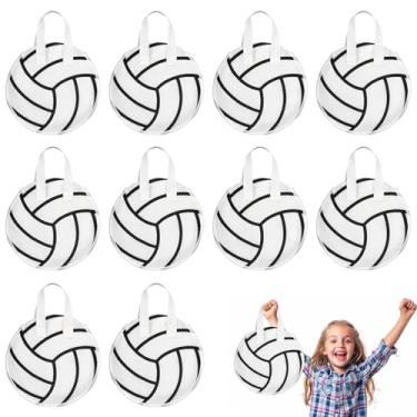 Imagem de KERINGO 16 peças de sacolas de lembrancinhas de festa de vôlei com tema de bola, salgadinhos, sacolas de presente de vôlei, sacolas de presente não tecidas para crianças e adultos, suprimentos de