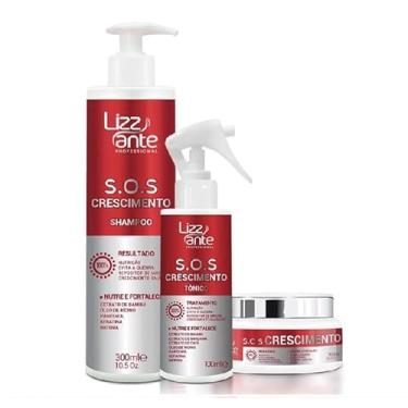 Imagem de 01 Kit SOS Crescimento Capilar Lizzante 01 Shampoo + 01 Máscara + 01 Tônico