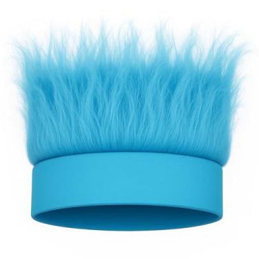Imagem de CHAKAKA Tiara cabeluda, Crazy Hats Peruca de cabelo engraçada Trolls para adultos, acessórios divertidos de festa à fantasia para a semana espiritual, Halloween, cosplay (cor sólida, azul celeste)