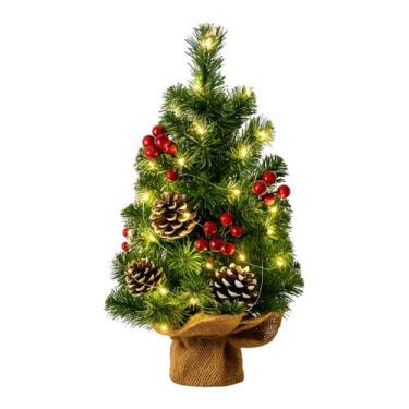 Imagem de Mini Árvore de Natal 40cm Com Luzes Frutos Vermelhos Premium - Evoluti