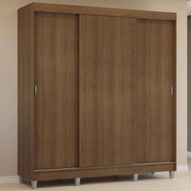 Imagem de Guarda-roupa Casal Com Pés 3 Portas De Correr Rustic Reno Madesa Rustic
