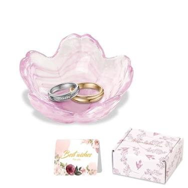 Imagem de Suporte de anel de prato de joias de flores, organizador de joias fofo, decoração de quarto, mesa de cabeceira estética, banheiro, quarto, bugiganga, prato pequeno, amizade, Natal, aniversário