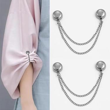Imagem de 2 peças clipe magnético multifuncional para roupas com corrente botões de metal clipe roupas cachecol calças pernas punho fixação ímã pino, Medium, Metal, Sem Pedra Preciosa