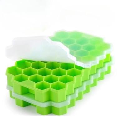 Imagem de Forma de Gelo Silicone Hexágono 37 Cavidades – Chocolate Bombom Drink Whisky Confeitaria e Bebidas (2 UNI)