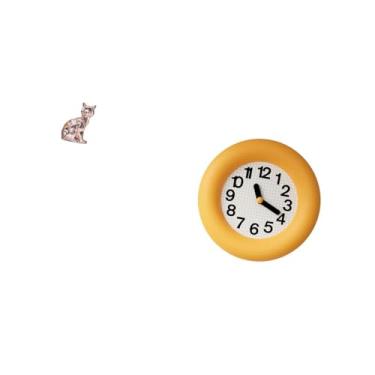 Imagem de Fenteer Ornamento de Escultura de Gato para Lareira E Relógio de Parede Analógico Silencioso Contemporâneo para Decoração de Cozinha, Sala de Jantar E Quarto