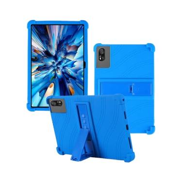 Imagem de Capa para tablet Blackview MEGA 8 Android 33.0 cm 2025 nova, capa protetora de borracha leve à prova de choque, capa protetora ajustável de silicone macio para crianças, azul