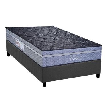 Imagem de Cama Box Solteiro: Colchão Molas Ensacadas Paropas Petrus Grafite + Base Crc Suede Gray...