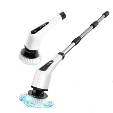 Imagem de Escova de Limpeza Elétrica Giratória Recarregável Sem Fio, Cabo Extensor Ajustável e Rotação Forte - Limpeza de Banheiro, Cozinha e Piso