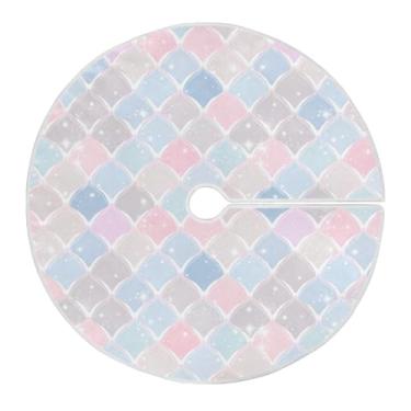 Imagem de Blueangle Saia de árvore de Natal com escamas de sereia coloridas de 120 cm - poliéster macio e resistente a rugas, decoração de férias para festas de Natal, árvore festiva e decoração de casa (17)