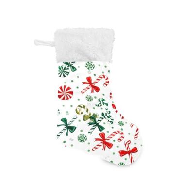 Imagem de GakkiGii Pacote com 2 meias de Natal de bengala doce de Natal, decoração de Natal grande para parede de árvore de lareira, 45 x 31 cm