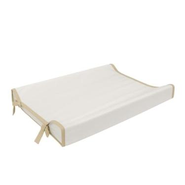 Imagem de Trocador Americano Bebe Comoda Fralda Com Abas Impermeavel Anatomico Com Capa Plástica Microfibra Macia Branco Com Caqui (60cm x 40cm)