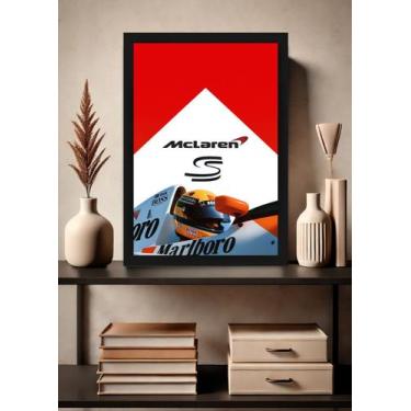 Imagem de Quadro McLaren Senna Marlboro 1991 com Vidro e Moldura Preta Tamanho:2