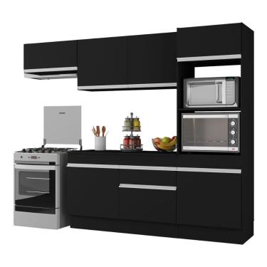 Imagem de Armário De Cozinha Compacta 4 Peças Com Rodapé Mp2176 Made Multimóveis Preto/branco Preto/branco