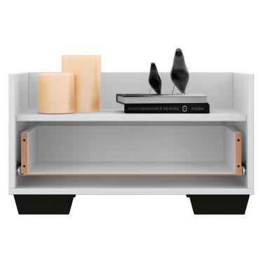 Imagem de Gabinete Armário Banheiro 60 Cm com Pés Branco Preto