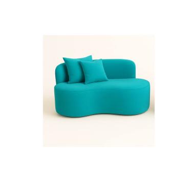 Imagem de Sofá  Decorativo Curvo Orgânico Nature Gaia Suede Azul Turquesa - Montanaris Decor