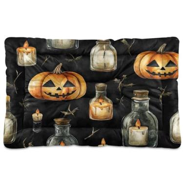 Imagem de SEHANY Cama de Halloween com abóboras amarelas para cães, gatos, outono/inverno, caixote grosso, macio, para animais de estimação, antiderrapante, lavável, para cães pequenos, médios e grandes, gatos