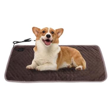 Imagem de Depisuta Cobertor de aquecimento de animais de estimação, 3 cama de gato aquecida suave de temperatura ajustável, USB portátil cão elétrico aquecimento almofada, 11,81 x 23,62 polegadas (Cor Café