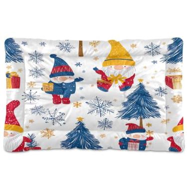 Imagem de Blueangle Cama de cachorro fofa de gnomo de Natal ultra macia e calmante para cães médios, cama retangular confortável para animais de estimação, 36 x 24 polegadas (339)