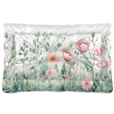 Imagem de SEHANY Cama de jardim de flores silvestres para cães e gatos com fundo antiderrapante, caixa de canil, colchão macio para animais de estimação, lavável para cães pequenos, médios e grandes, gatos, 45