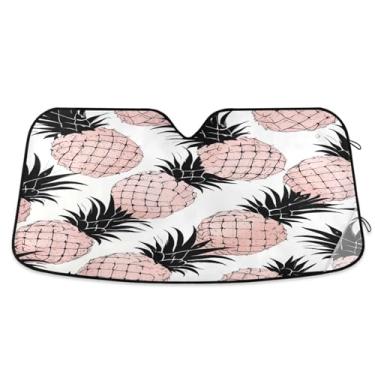 Imagem de ATTX Pára-brisas de carro padrão abacaxi 134.6 cm x 59.7 cm escudo solar universal com proteção UV, persiana de janela frontal automática dobrável para Sedans SUVs caminhões #310