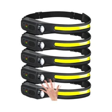 Imagem de Lanterna De Cabeça LED Recarregável USB XPE COB Com Sensor À Prova d'Á